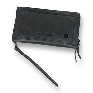 Spikes & Sparrow Wristlet Zip Wallet Weathered Gray Leather Aspen RFID Protected